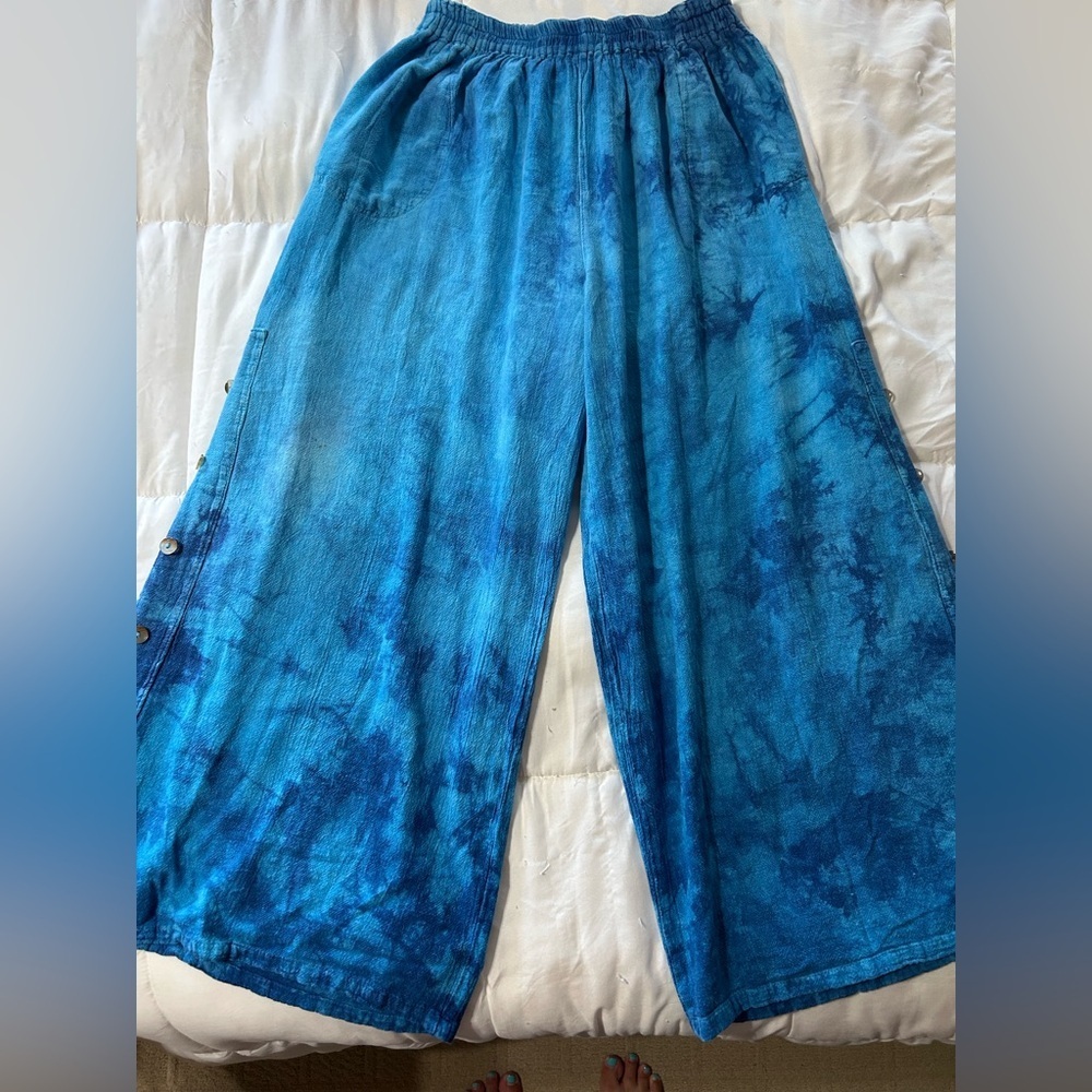 Cottonways 100% Cotton Gauze Blue Tie Dye Pants Women’s Size 3 Large